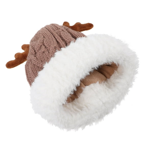 COMPUKAS Compukas Khaki Antler Hat Cute Knitted Deer Horn for Xmas Decorative Wear