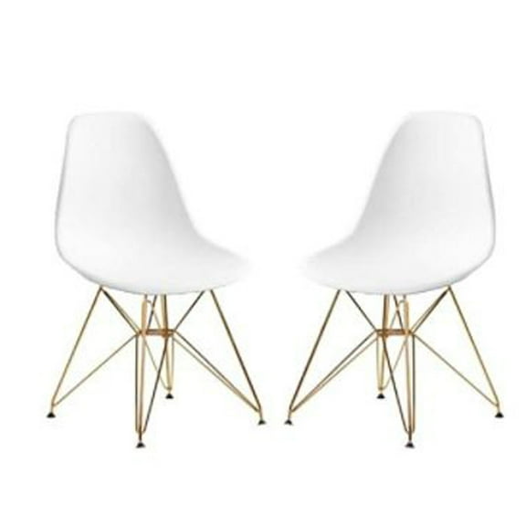 Eiffel Dining Chair with Gold Base - White