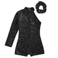 thumbnail image 3 of inlzdz Girls Sequins Biketard for Gymnastic One Piece Shorty Unitard Single Long Sleeve Dancewear Black-A 10, 3 of 6