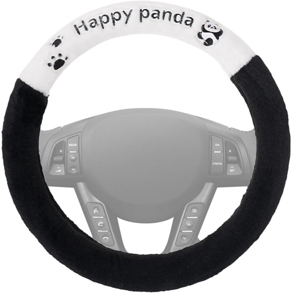Fuzzy Steering Wheel Cover, Unique Cartoon Panda Aesthetic Steering Wheel Cover, Non-Slip Steering Wheel Covers with Ergonomic Grip, Car Accessories Interior for Men and Women, Anti-Slip, B
