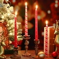 thumbnail image 3 of Ensemble de 12 Bougies de Noël Effilées 10 Pouces de Haut Non Parfumées Bougeoirs de Noël Rayures Bonbons Bougeoirs Rouges pour Décorations de Table de Vacances d'Hiver, 3 of 6