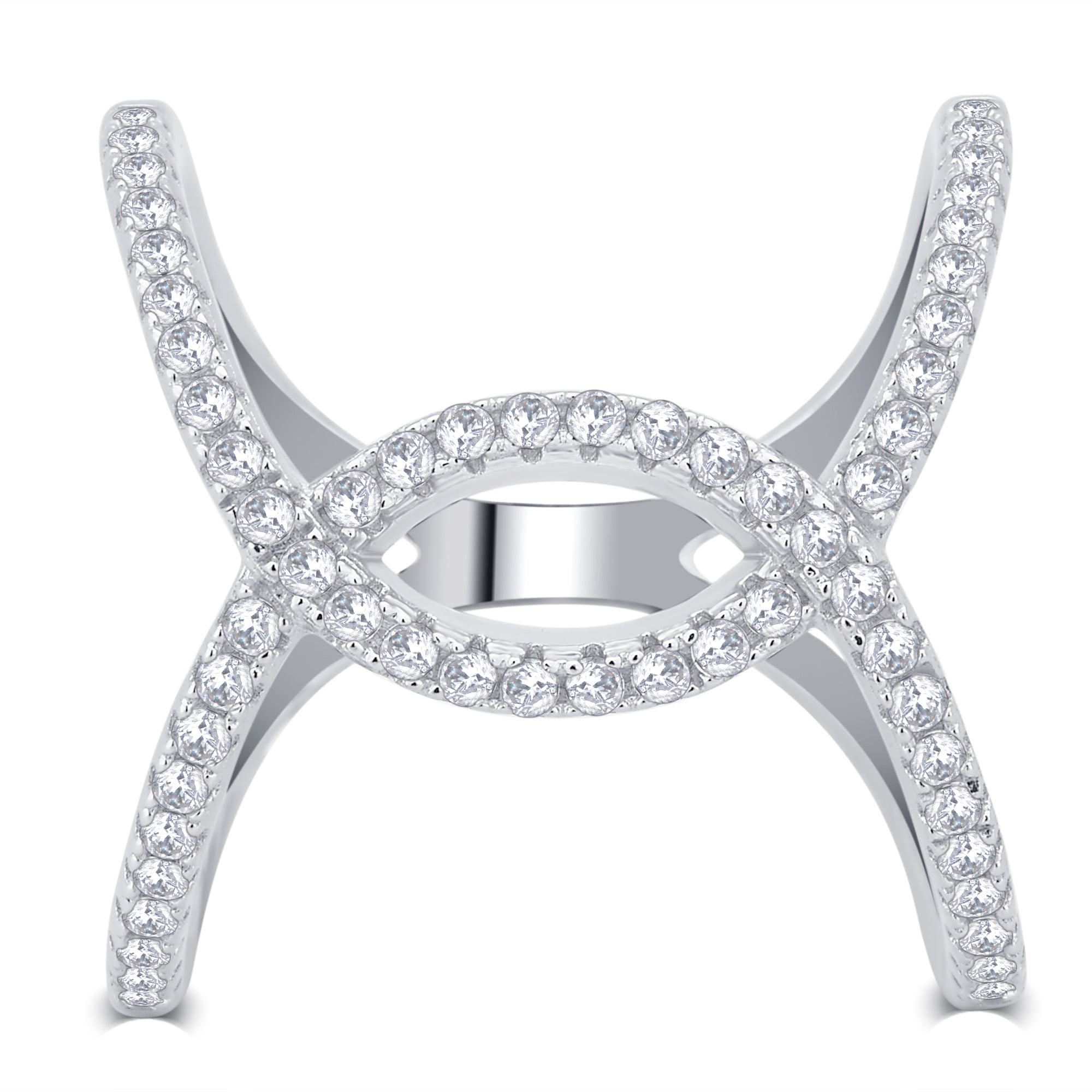 1.00 Carat T.W Cubic Zirconia "X" Cross Sterling Silver Ring