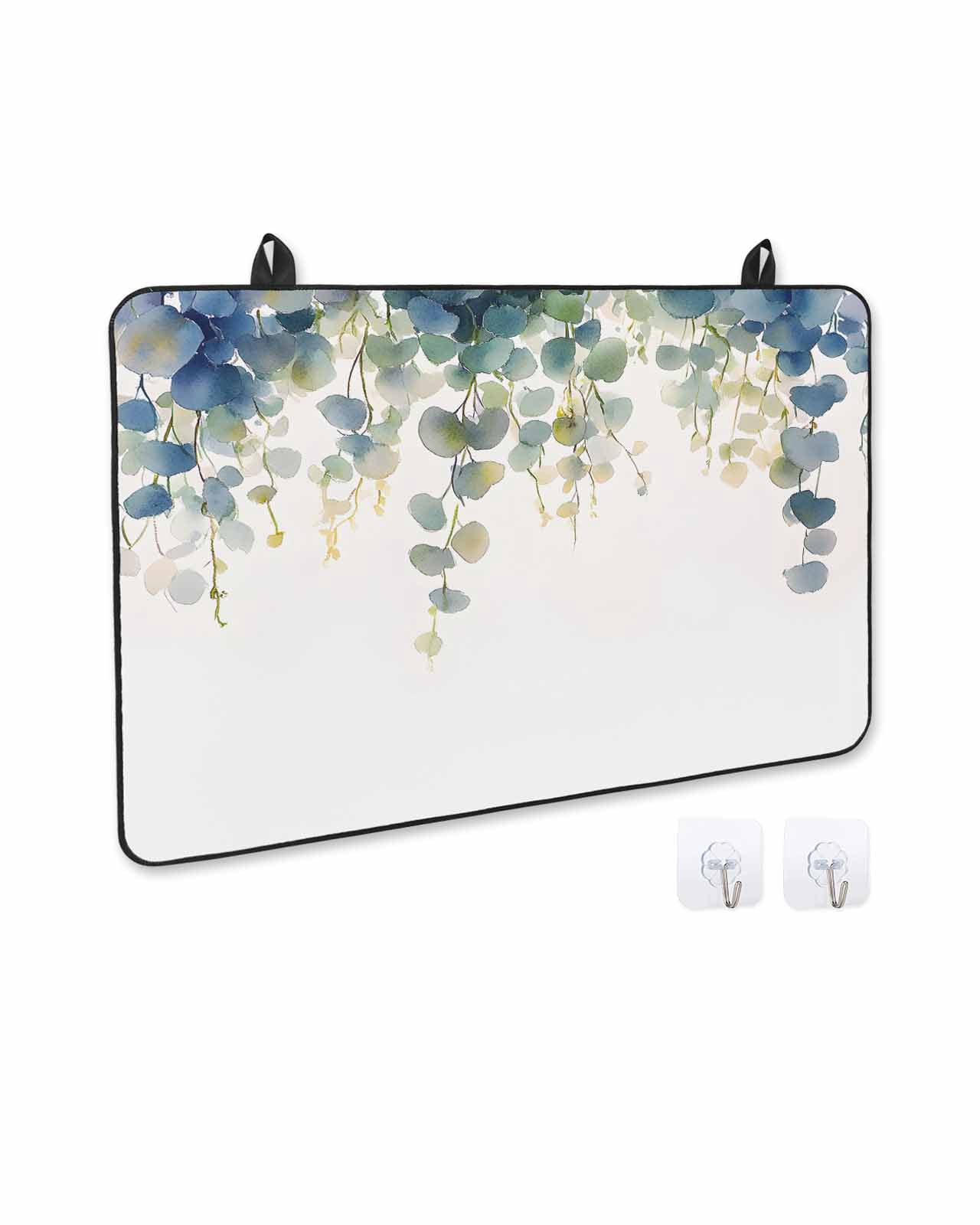 nqOlkjepod Large Induction Cooktop Protector Mat 36"x21", Watercolor Leaaves Stove Top Covers for Electric Stove, Spring Rustic Watercolor Botanical Stove Burner Cover Mats, Glass Top Stove Cover