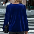thumbnail image 4 of ClodeEU Women's Satin Silky Cowl Neck Drape Ruched Blouse,Trendy Fashion Long Sleeve Work Tops Blue,Womens Plus L, 4 of 6