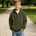 thumbnail image 5 of HAOTAGS Boys Zip Up Hoodie (3-14) Warm Zipper Long Sleeve Casual Hooded Jacket Army Green Size 5T, 5 of 8
