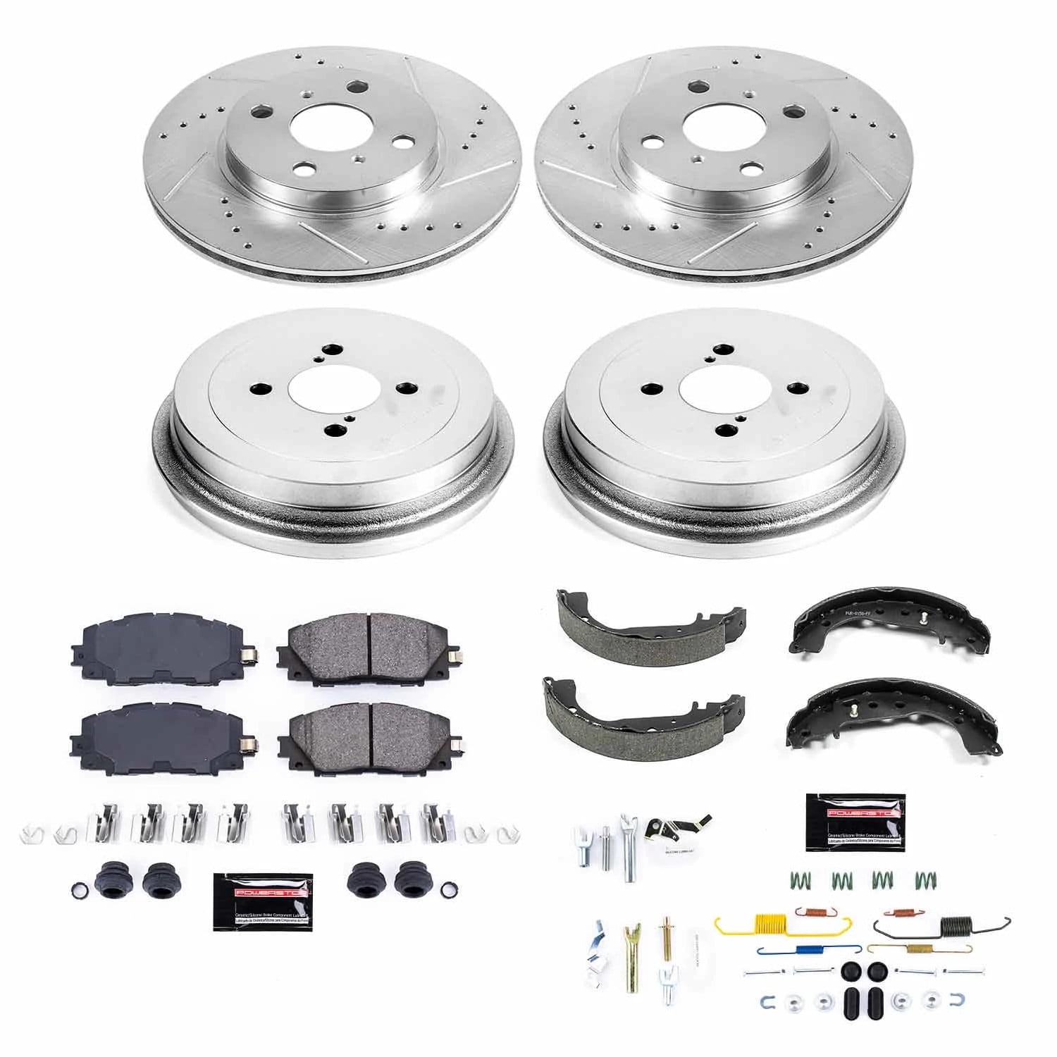 PowerStop Front and Rear Z23 Evolution Sport Brake Pad Rotor Drum and Shoe Kit Fits: TOYOTA Select Models K15249DK