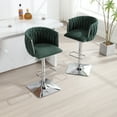 thumbnail image 3 of Swivel Bar Stools Set of 2 with Footrest, Modern Boucle Upholstered Counter Height Barstools with Adjustable Lift, Bar Chairs with Metal Base for Pub, Kitchen, Dining Room, Club, Emerald, 3 of 9