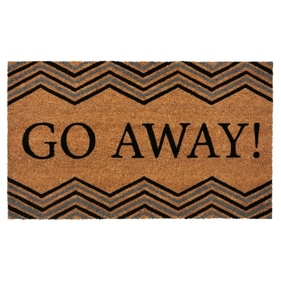 Kate Aurora "Go Away" Chevron Designed Coir Bristled Outdoor All Season Welcome Mat - 18"x30"