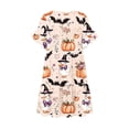 thumbnail image 4 of Stamzod Ruffled Nightgowns for Women Casual V-Neck Halloween Night Dress Pumpkin Print Short Sleeve Sleep Shirt with Pockets M, 4 of 5