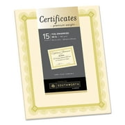 Southworth Premium Certificates, Ivory, Spiro Gold Foil Border, 66 lb, 8.5 x 11, 15/Pack -SOUCTP2V