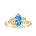 thumbnail image 5 of Rosec Jewels IGI Certified Lab Grown Blue Diamond Engagement Ring with Celtic Knot - 1 Carat - Bezel Set Blue Diamond Ring - VS1 Grade, 14K Yellow Gold, US 7.50, 5 of 9