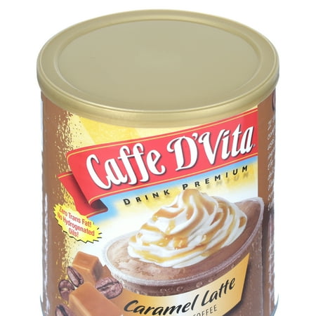 Caffe D'vita Premium Instant Caramel Latte Blended Iced Coffee, 19 oz Canister