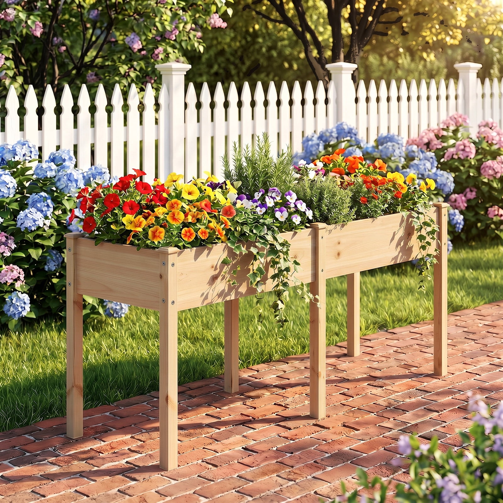 Wooden Raised Garden Bed with Legs, 72"L X 23"W X 30"H, Elevated Reinforced Large Planter Box for Vegetable Flower Herb Outdoors