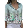 thumbnail image 1 of Camisa de manga larga estampada con cuello vuelto informal con botones para mujer a la moda Fridja  czfsfas4209, 1 of 1