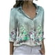thumbnail image 2 of ICHUANYI Clearance Fashion Women Button Casual Turn-Down Neck Printed Long Sleeve Tops Shirt(Green, XXL) ICHUANYI WER2023081109519, 2 of 8