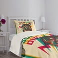 thumbnail image 5 of Ambesonne Colorful Quilted Bedspread Set 2 Pcs, Antique Radio Words, Twin Size, Turquoise Hot Pink, 5 of 6