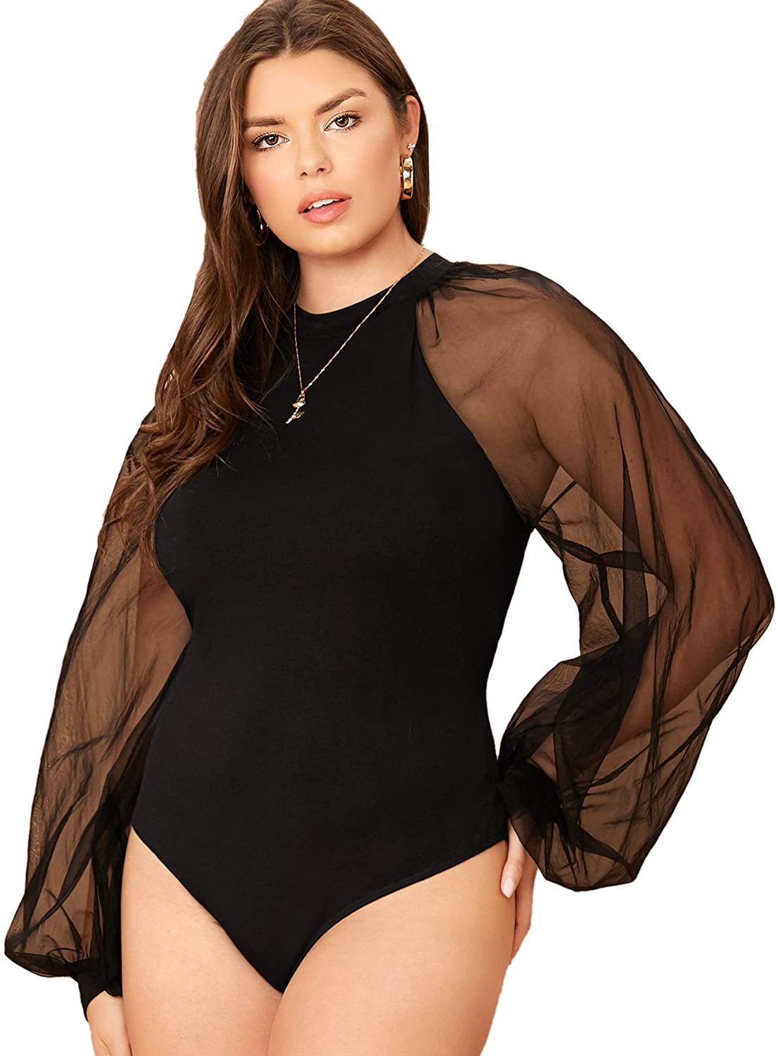 plus size mock neck bodysuit