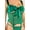 GREEN, variant on 3 Piece Sheer Mesh Corset Lingerie Set Bow Bust Detail Bustier G-String Thong Panty Garter Straps