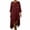 Red, variant on cocolona Womens Summer Linen Dress Crew Neck 3/4 Sleeve Irregular Hem Long Dress Vacation Beach Sun Dress