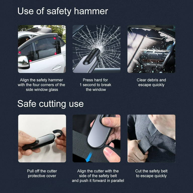 Threns Car Safety Hammer Emergency Glass Breaker Handheld Life-Saving Emergency Glass Window Punch Breaker for Car Auto Life Saving, Size: 1203017