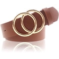 thumbnail image 1 of Cinturón de piel sintética para mujer, con doble anilla en O, de piel sintética suave, para vestir, pantalones vaqueros, cinturones para niñas y mujeres, cinturones de piel sintética para, 1 of 7