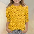 thumbnail image 2 of Cute Summer Tops for Girls Size 6-7 Soft Casual 3/4 Sleeve Crew Neck Girls Shirts Funny Daisy Printed Tees Girls Clothes Blouse T-Shirt Yellow 3-4 Years, 2 of 5