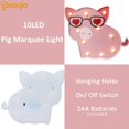 thumbnail image 2 of LED Pig Marquee Signs - Remote Timer Dimmable Piggy Decor Night Light Table Lamp for Child, Kids, Girls, Bedroom, Home Decorations - Pig, 2 of 5