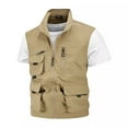 thumbnail image 2 of TFEOQRY Hoodless Vest for Men Solid Color Zipper Outdoor Sports Workwear Jackets Waistcoat Sleeveless Outwear Khaki, 2 of 9