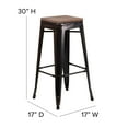 thumbnail image 6 of Flash Furniture 30" High Backless Black-Antique Gold Metal Barstool with Square Wood Seat, 6 of 13