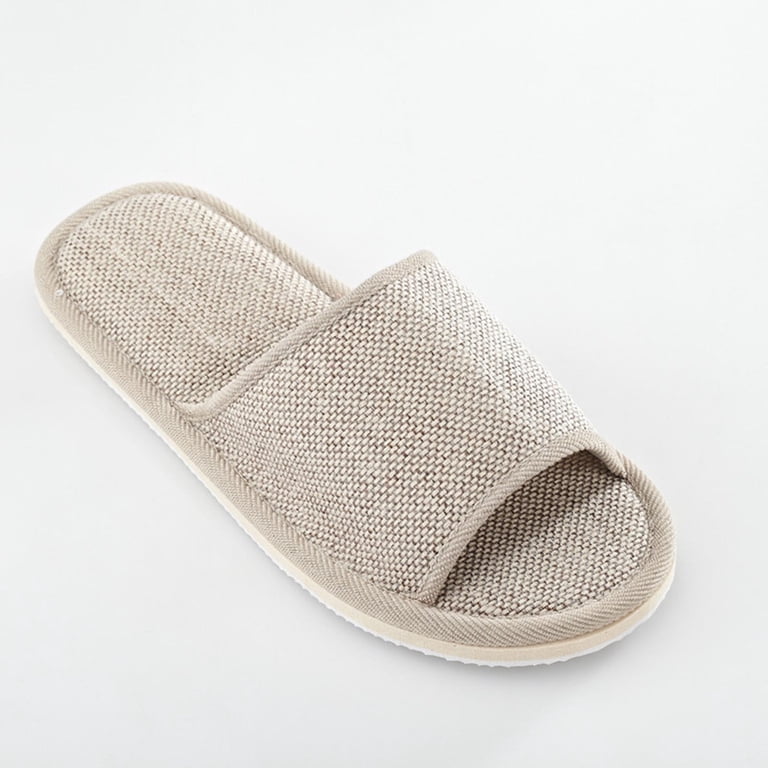 TELLW Linen Flax Suction Slippers - Odor-Proof Indoor House Slippers For Men & Women