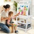 thumbnail image 6 of AILEEKISS 3 in 1 Kids Art Easel Double-Sided Magnetic Whiteboard Chalkboard with Paper Roller, White, 6 of 10