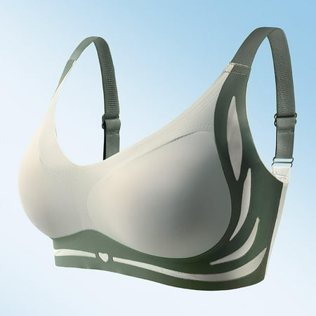 PRORMOOW Push Up Bras  Wireless Bras  Seamless Bra  Sports Bra Women  Plus Size Bras  Women s Large Size Seamless Steel Ring Sports Gathering Fixing Cup Bra  Mint Green  34