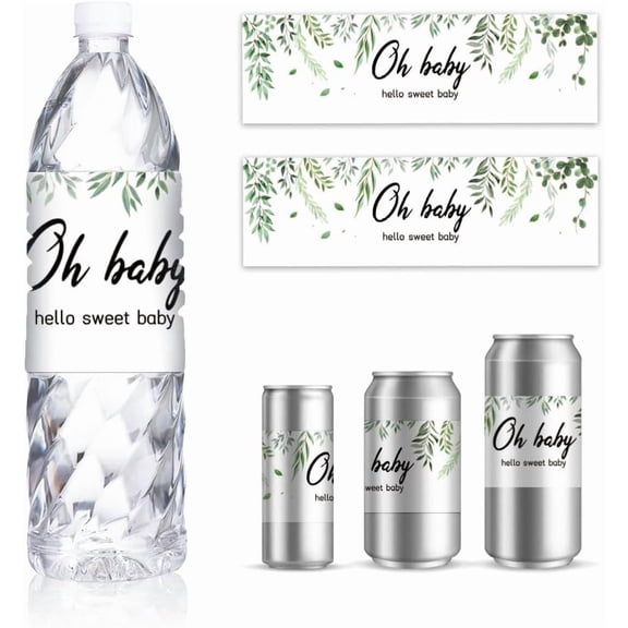 30 Sheets Fresh Forest Theme Water Bottle Labels Party Decorations for Wedding Baby Shower 8.5x2.5 Inches Silver DIY