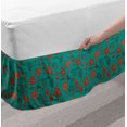 thumbnail image 2 of Woodland Bed Skirt, Abstract Design Various Trees Pattern Leaves and Branches Illustration, Elastic Bedskirt Dust Ruffle Wrap Around for Bedding Decor, 4 Sizes, Teal and Dark Salmon, by Ambesonne, 2 of 2