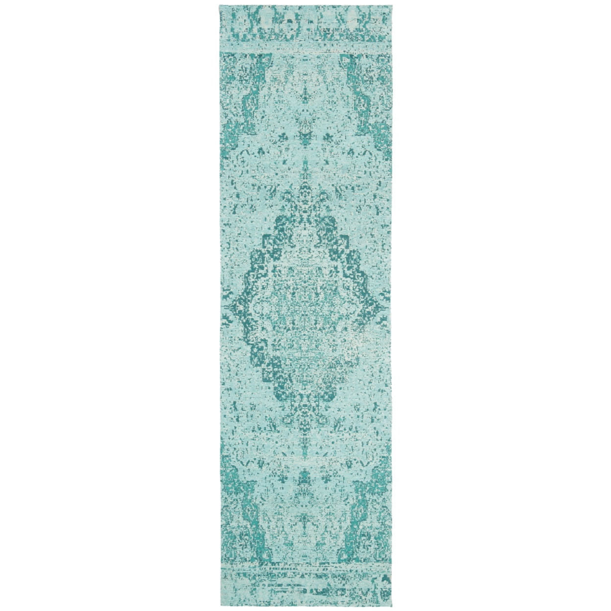 SAFAVIEH Classic Vintage Tris Floral Bordered Polyester Runner Rug, Teal, 2'3" x 8'