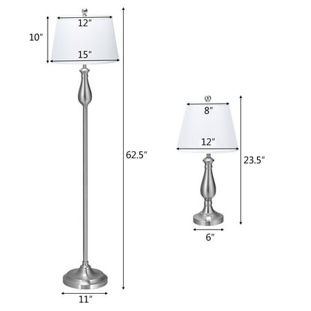 Gymax 3 Piece Lamp Set 2 Table Lamps 1, Floor And Table Lamp Sets Canada