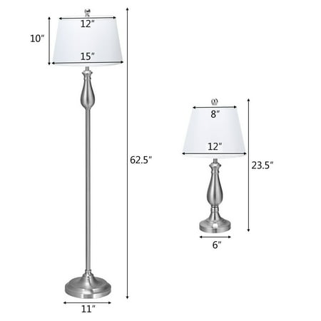 Gymax 3 Piece Lamp Set 2 Table Lamps 1 Floor Brushed Nickel Modern Home Bedroom Canada Gymax 3 Piece Lamp Set 2 Table Lamps 1, Floor And Table Lamp Sets Canada
