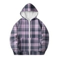 thumbnail image 6 of fnnxnal Big Girls 8T Purple Plaid Zip-Up Jacket - Hooded, Machine Washable, Great for Spring Fall Outdoor Play, 6 of 6
