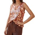 thumbnail image 2 of EliteGoogv Women Tank Top Classic Fit Carnival Holiday Tops Vest Sequin Sleeveless Shirts Brown XL, 2 of 4