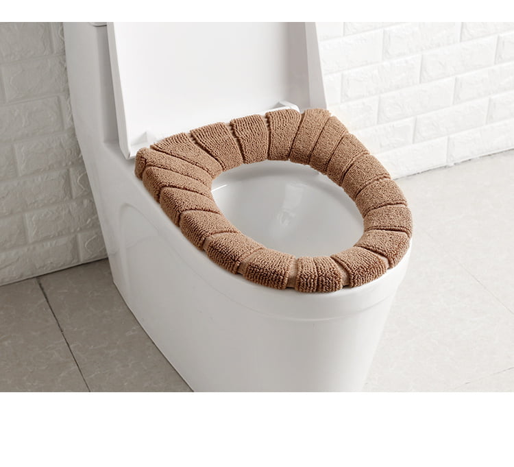 Bathroom Toilet Seat Cover Soft Plush Washable Winter Warmer Mat Pad Cushion 