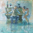 thumbnail image 2 of West, Ronald 20x20 Gold Ornate Wood Framed with Double Matting Museum Art Print Titled - The Ballerina and Waiter, 2 of 4