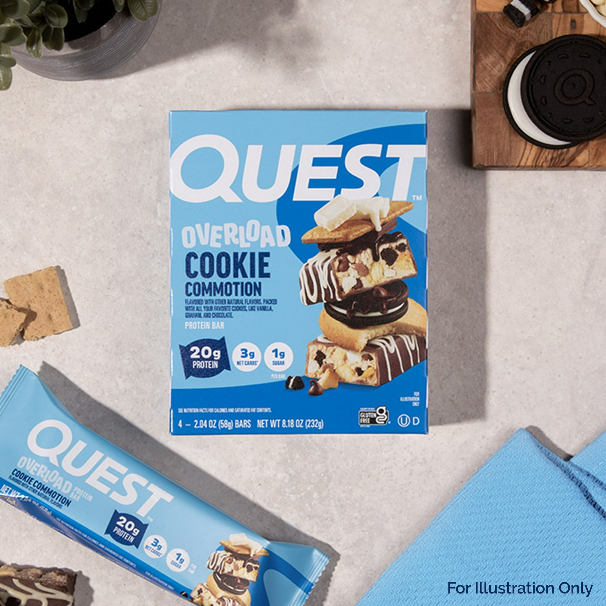Quest Nutrition Overload 20g Protein Bar, Cookie Commotion Flavor, Single, 1 Count