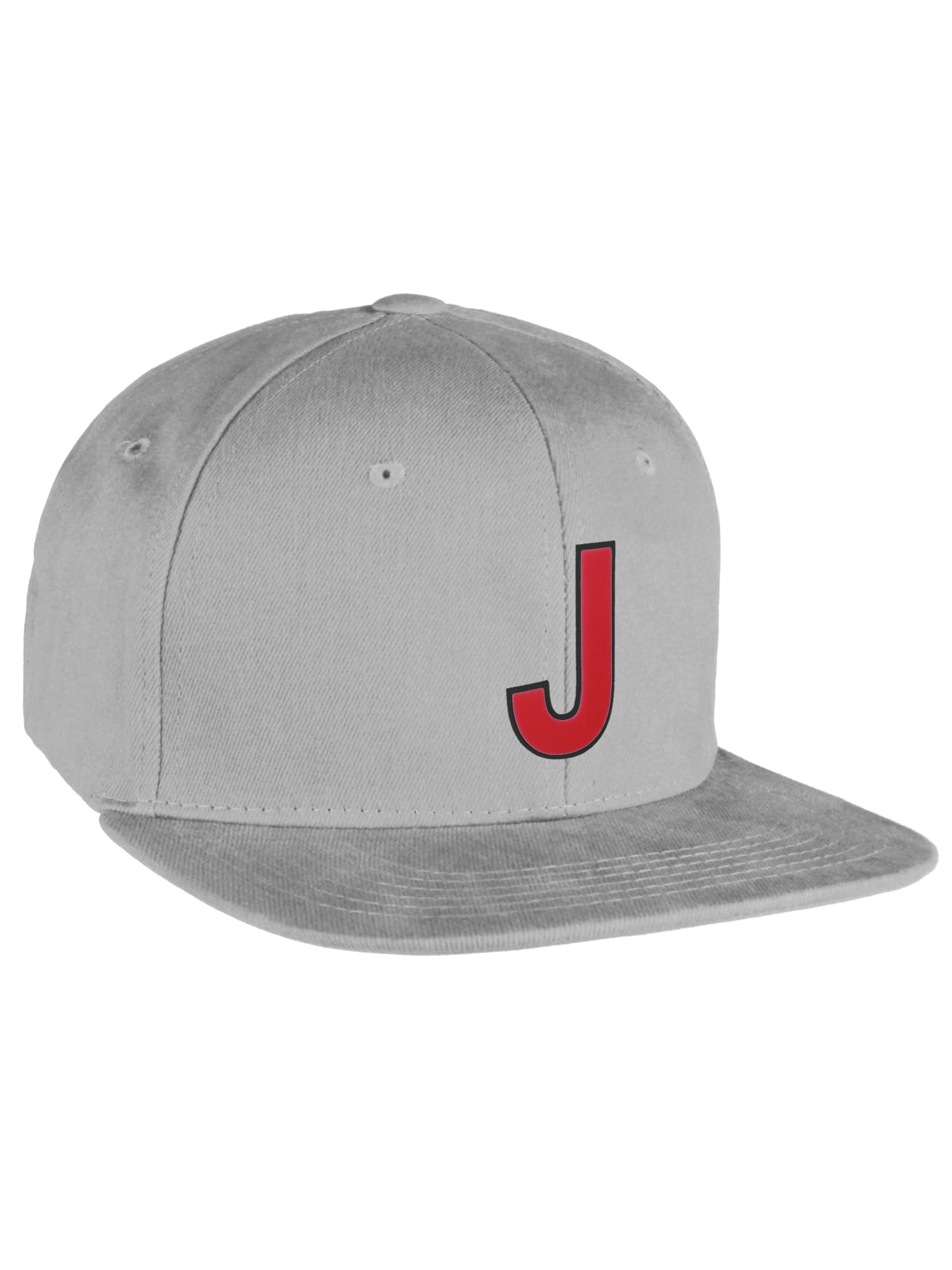 Flexfit Classic Flat Bill Visor Custom A to Z Initial Letter, Gray Cap