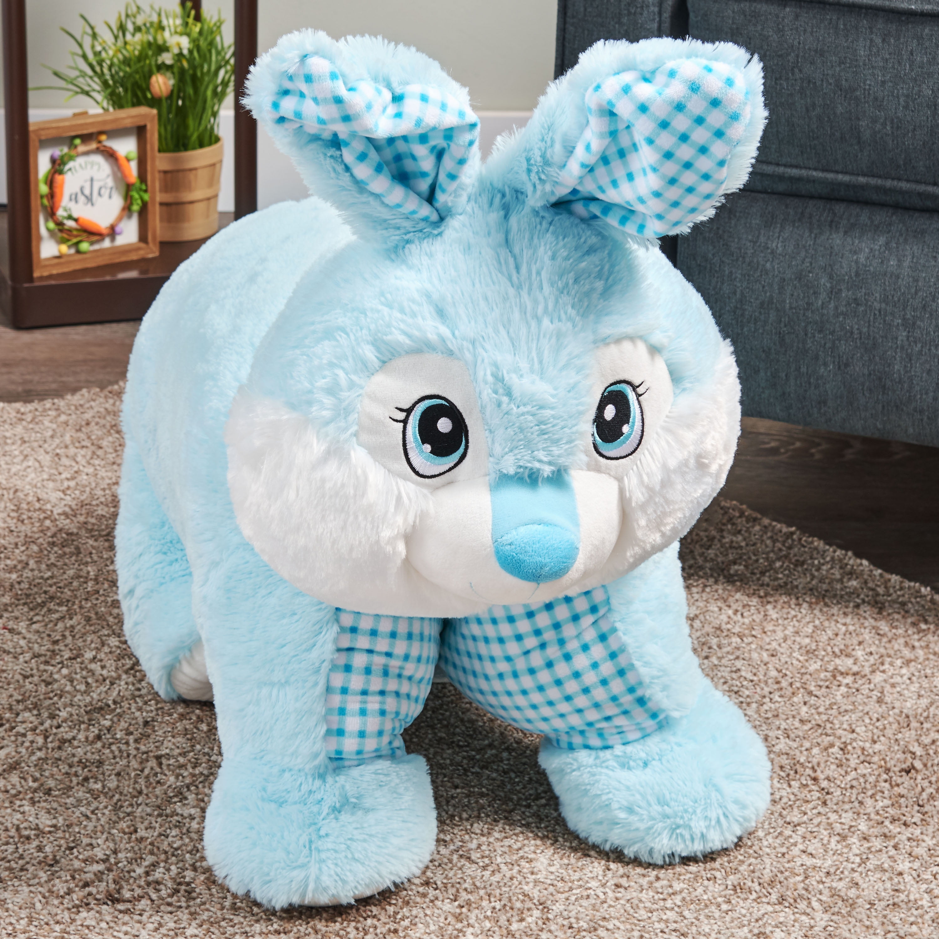 Way To Celebrate Easter Pillow Plush, Blue Bunny