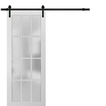 Sturdy Barn Door 36 x 84 inches Frosted Glass 12 Lites