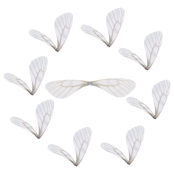 1 Box 100Pcs Butterfly Wings Pendant Fabric Wings Decoration Dragonfly Wings Charms for Women DIY Earring Jewellery Making Decor Crafts Floral White