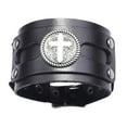 thumbnail image 2 of Pulsera de cuero Yuyangstore punk rock ajustable negro, 2 of 7