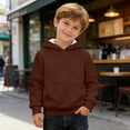 thumbnail image 4 of Playtopia Youth Solid Color Drawstring Waffle Knit Pullover Hoodie 320g Polyester Kangaroo Pocket Unisex Long Sleeve Daily Casual Sweatshirt 1PC Kids Sizes 100-160, 4 of 6