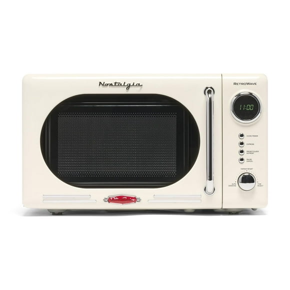 Nostalgia 0.7 Cu. Ft. Retro Compact - Horno de microondas para encimera, color marfil