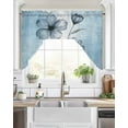 thumbnail image 2 of Blue Flower Kitchen Curtains Swag Valance for Windows/Bathroom/Cafe, Retro Gradient Texture Painting Plant Leaf Rod Pocket Drape Panel Swag Curtains Valance for Bedroom/Living Room 56"x36", 2 of 6